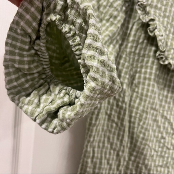 Another Girl Green Plaid Collared Mini Sheath Dress Short Sleeve Size 8 Large - Picture 7 of 10